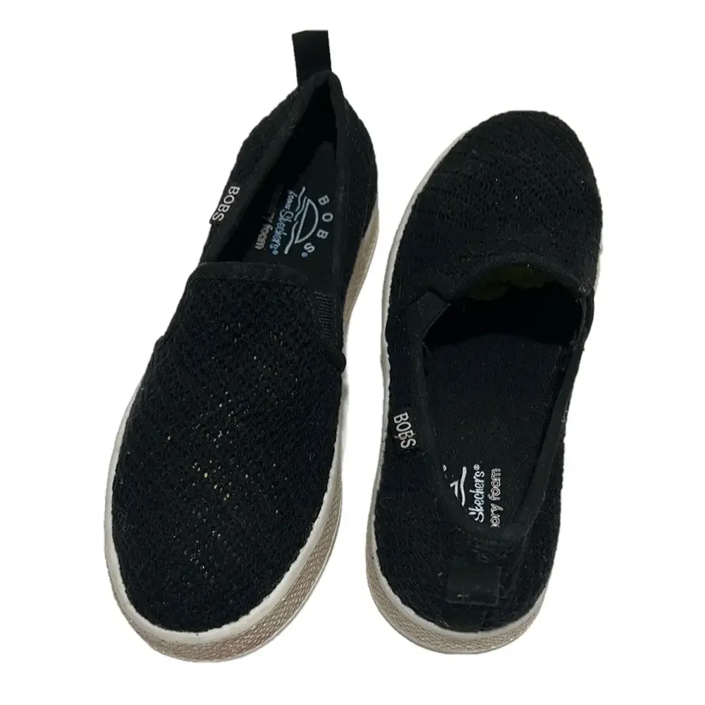 BOBS by sketchers Black Slip-On Flexpadrille luxe summer sky size 6 GUCoff white